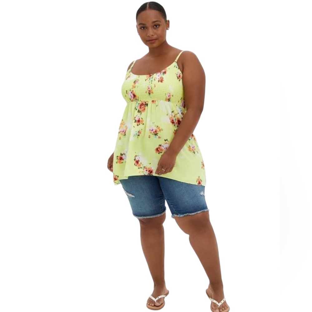 Torrid Babydoll Challis Smocked Cami